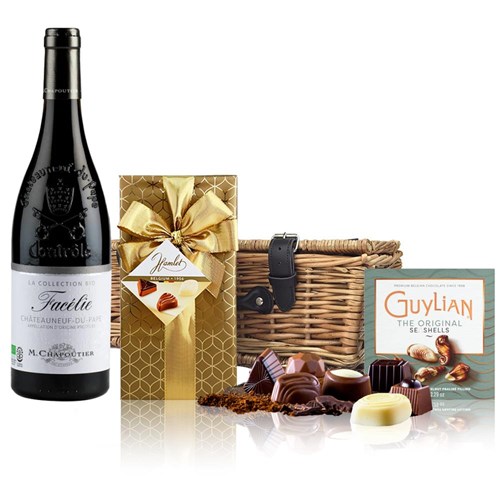 Chateauneuf-du-Pape Facelie Collection Bio M.Chapoutier 75cl Red Wine And Chocolates Hamper